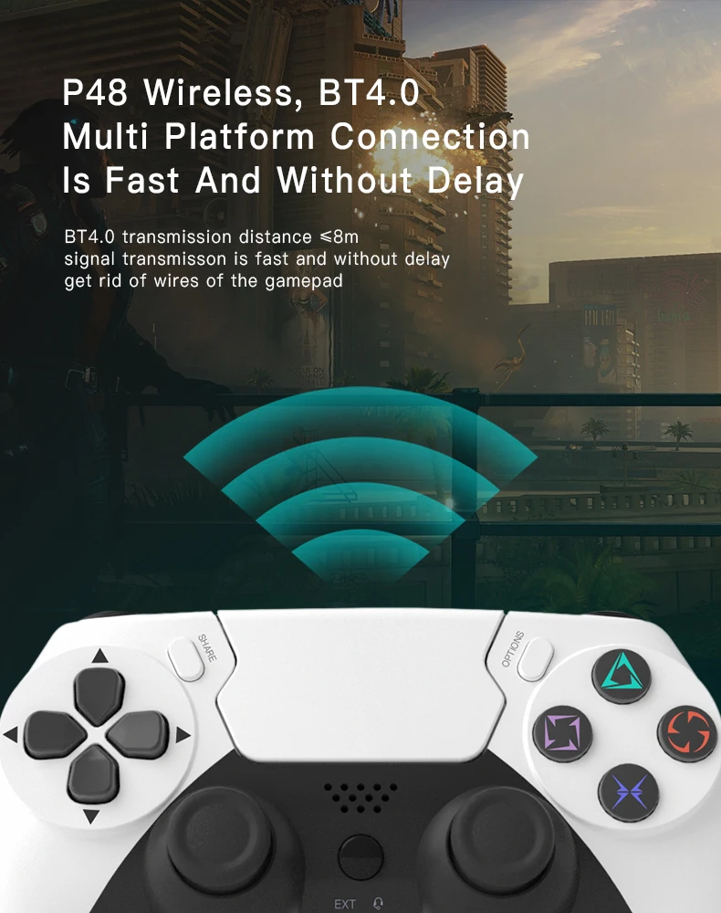 YLW Newest Double Shock  Wireless Custom Video Game Controller For PS4 Games Gamepad