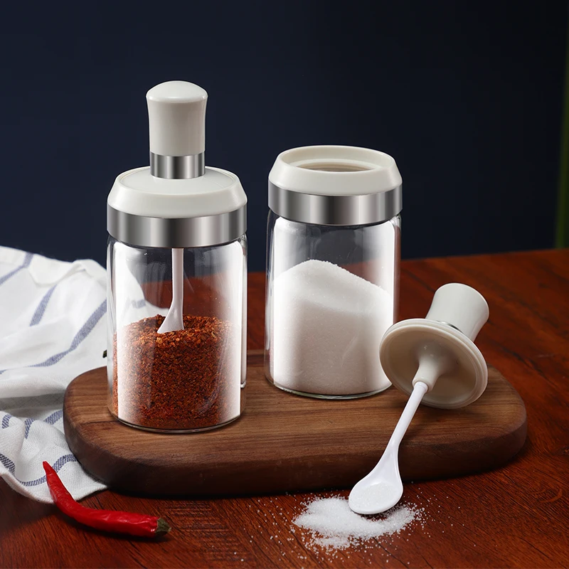 Good Quality New Arrivals  Food Kitchen seasoning jar spice Glass Seasoning With Spoon