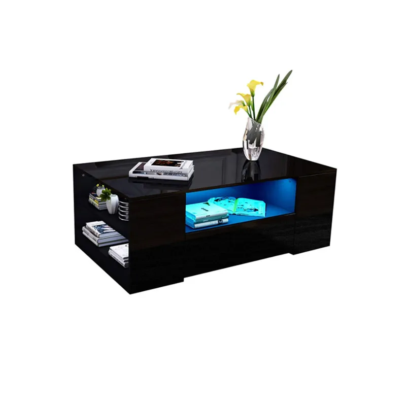 Домашняя мебель, высококачественный современный журнальный столик из деревянного материала со светодиодной подсветкой