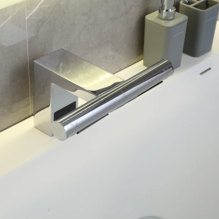 Commercial touchless bathroom tap with hand dryer