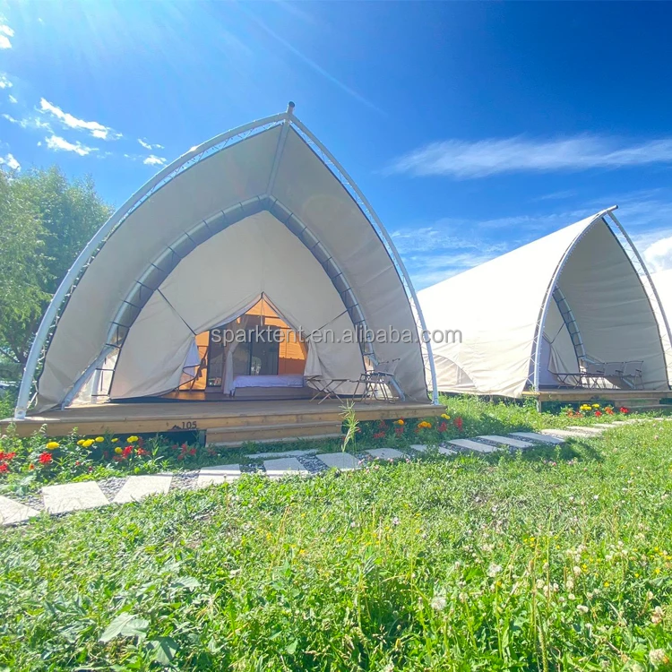 Wholesale Customized 35 Square Meter Floor Area Sailing Shaped Safari Glamping Tent for Camping