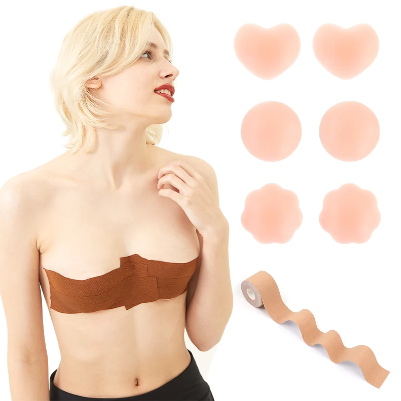 Breast Lift Tape with Nipple Covers Adhesive Bra Body Tape Instant Breast Lifters for Women