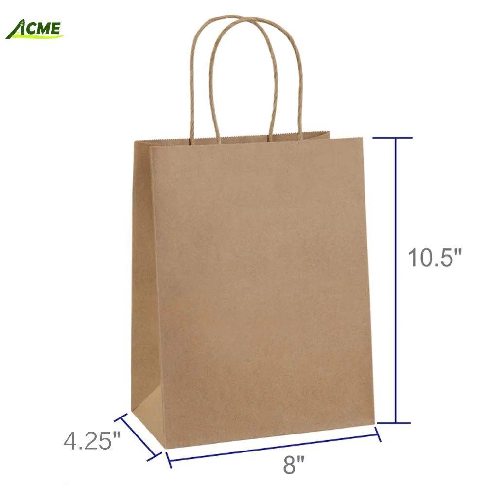 OEM Wholesale Brown Paper Gift Bags with Handles Bulk Kraft Bags for Wedding Party Favors Grocery Shopping Retail Merchandise