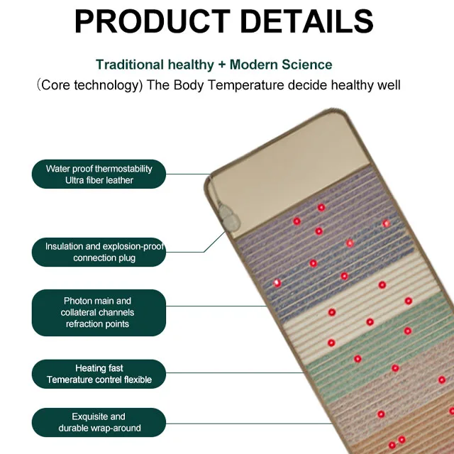 Tourmaline Photon Energy Mattress Jade Crystal Heating Far infrared Energy Health care treatment Massage PEMF mat