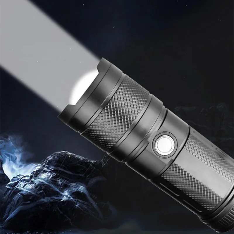 Biumart High Lumen Zoomable Tactical Flashlight Outdoor Portable Multi-function Rechargeable Flashlights Torches
