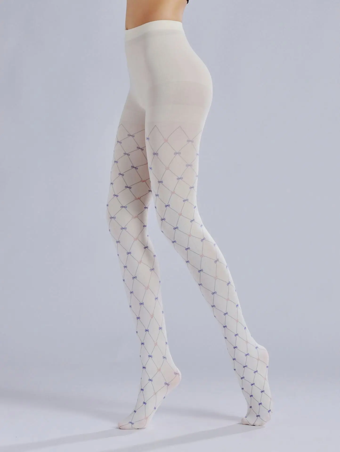 Custom Printed Rhombus Fashion Bottling Socks Mesh Pantyhose