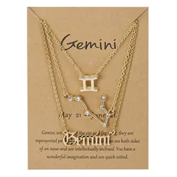 Alloy Jewelry Pendant Necklaces Custom Name 18k Horoscope Sign Zodiac Necklace Three Piece Set