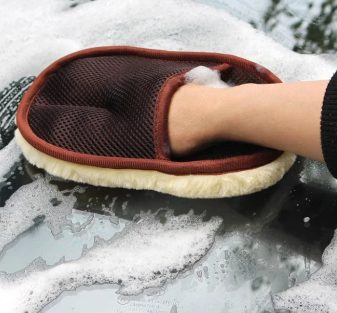 Auto Car Fake Lamb Sheepskin Wool Car Cleaning Pad, Lamb Wool Cleaning Mitt