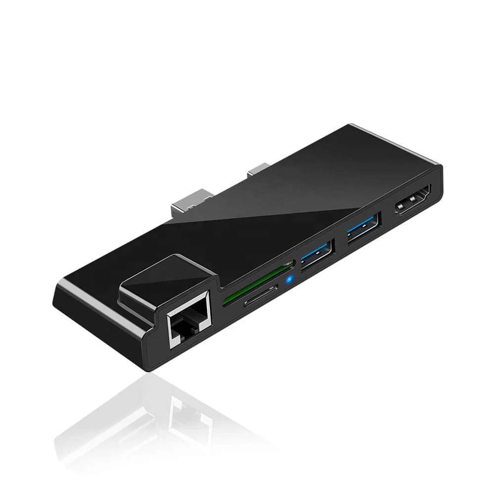 порт логотипа oem 6 в 1 usb-хаб к HDMI Ethernet USB 3,0 DP устройство для чтения карт SD TF подключение док-адаптер концентратор