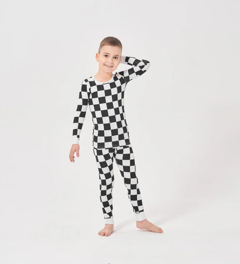 Custom Bamboo Viscose Baby Pajamas Organic 95% Bamboo 5% Spandex Two Pieces Set Sleepwear Clothes Children Kids Loungewear