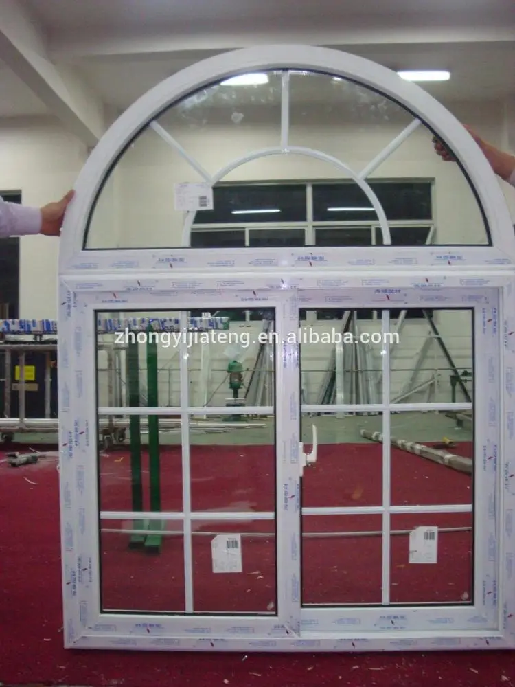 Wholesale high quality casement arch pvc windows with grill design