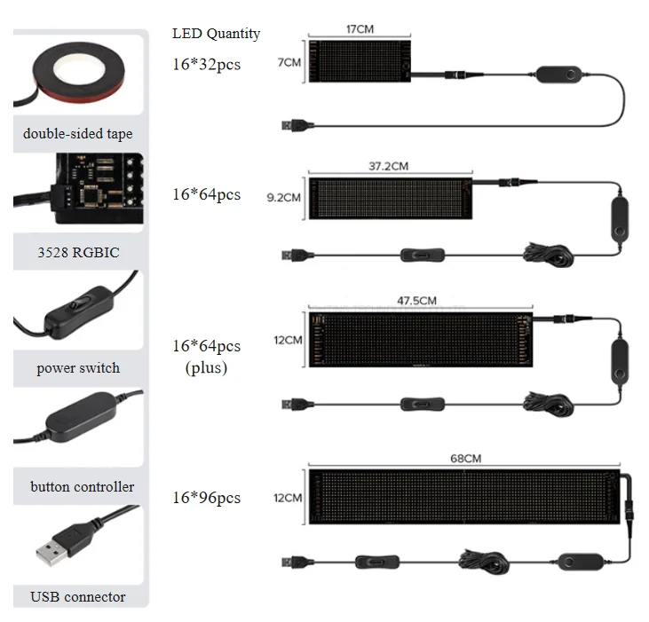 Гибкий экран дисплея 5 В USB программируемый светодиодный пиксельный матричный мягкий анимированный рекламный