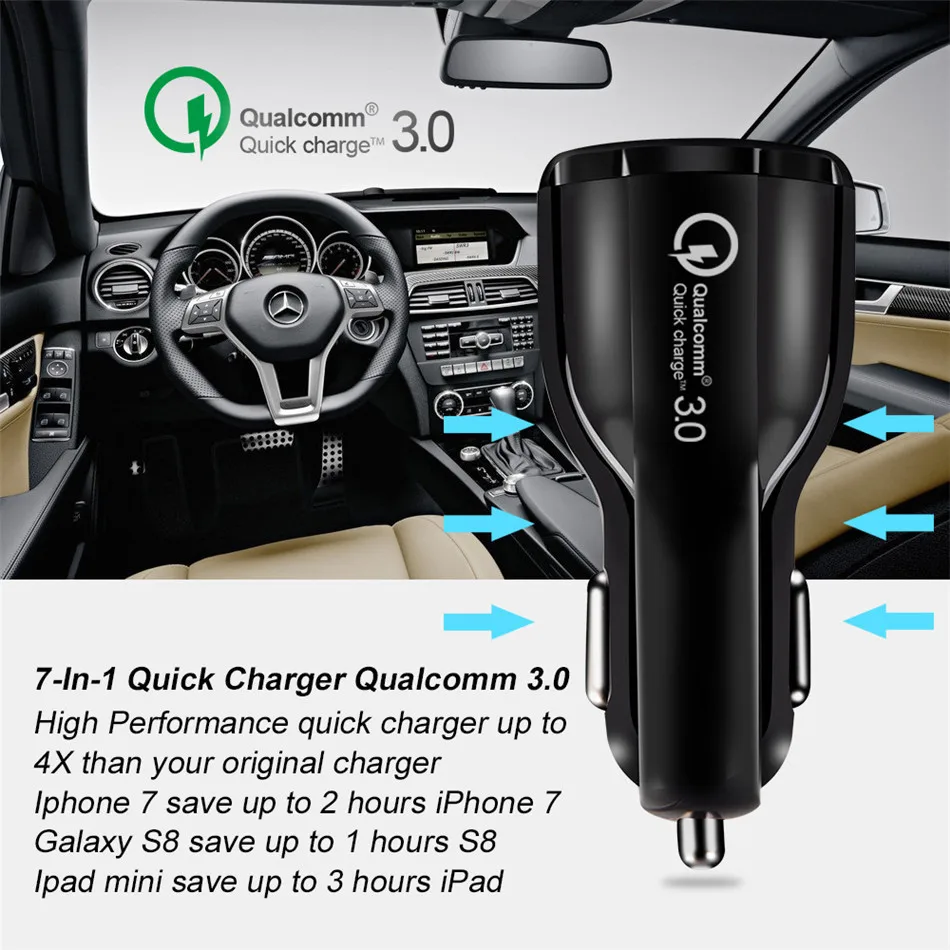 Dual USB Car Charger LED PD QC 3.0 30W Fast Charging Mobile Phone Charge For iPhone 12 11 Pro Max X Samsung Xiaomi Huawei