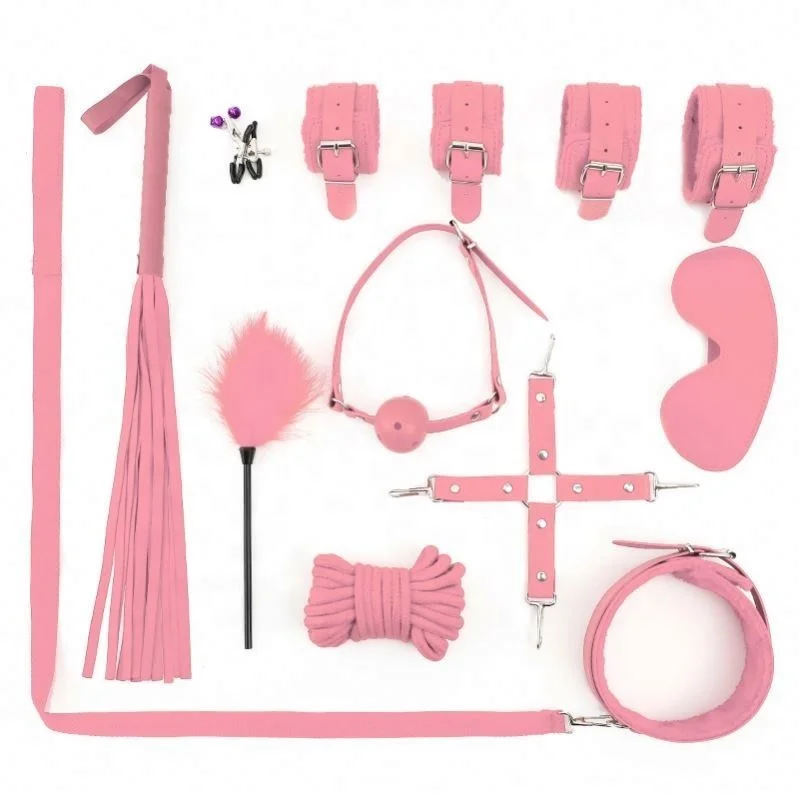 BDSM Kits Adults Sex Toys For Women Men Handcuffs Nipple Clamps Whip Spanking Sex Metal Anal Plug Vibrator Butt Bdsm Bondage Set