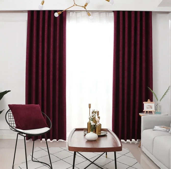 OWENIE Factory Luxury Textured Curtains Solid Blackout Curtains For The Living Room Dropshipping Blackout Fabrics