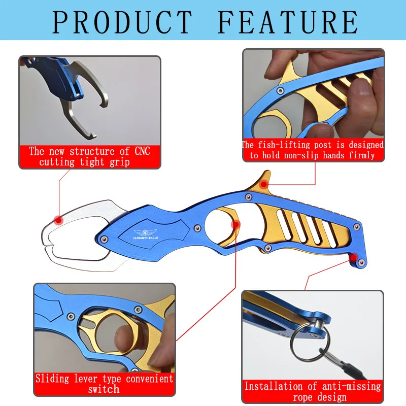 Fishing Tool Fish Grip Holder Aluminum Alloy Fish Lip Grabber Fishing Gripper
