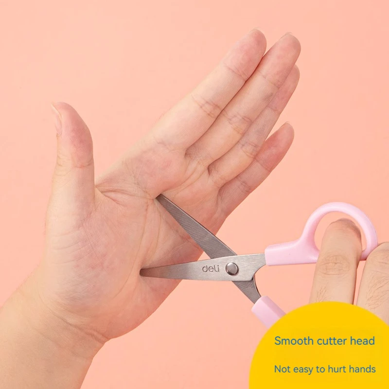 Deli 6021 scissors orange students and children with art scissors safety handmade DIY tools cartoon Xi supplies educational