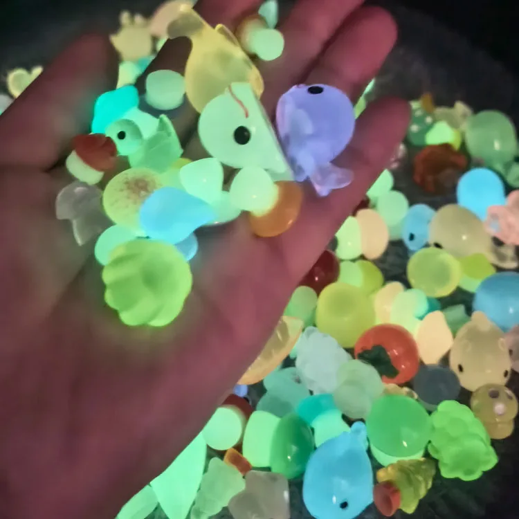 3d cartoon blind bag luminous glowing resin animal cute frog turtle sheep pigment unicorn bear doll nail art charms kid bath toy