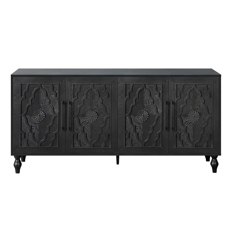 High-Quality Home Furniture Wood Modern Sideboard Cabinets Luxury Living Room Black Wooden Buffet