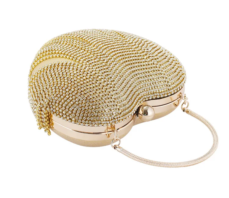 2020 Rhinestone Crown Box Clutch Evening Luxury Bags Party Prom Women's heart shape tassels Bling Glitter Purse