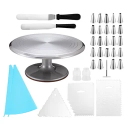 Factory Wholesale 35 Pieces Piping Nozzles Set With  Revolving Aluminium Alloy Turntable