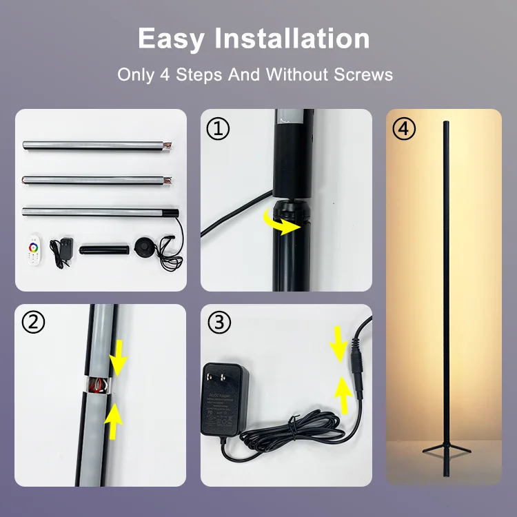 LED RGB Corner Floor Lamp Color Changing Lamp Hotel Room Bedside Designed Adjustable Floor Lamp