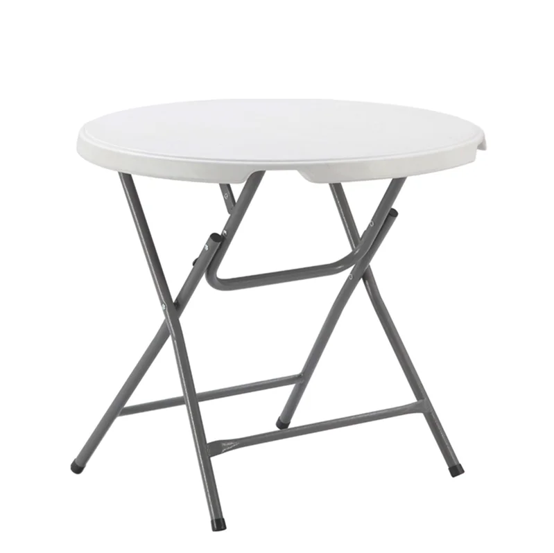 bar catering small round table/80*74cm regular outdoor cocktail table/outdoor folding HDPE table with steel frame strong designs