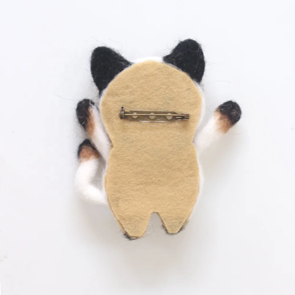 DIY Felt Novelty Brooches Beginners Needle Felting Kit Supplies Animal as Present Needle Felt Cat