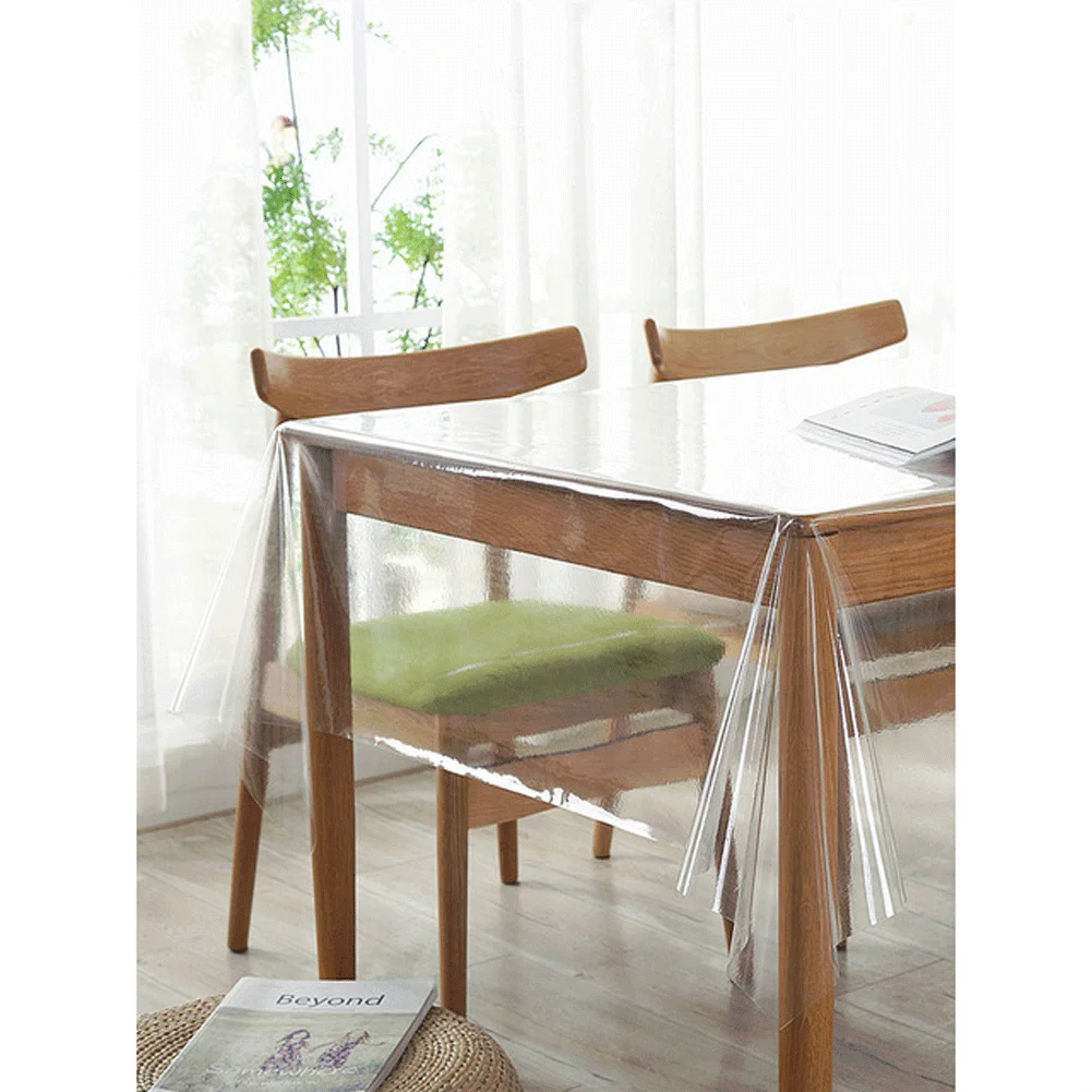 Factory Custom Clear Vinyl Tablecloth Protector Waterproof/Oil-Proof Plastic Rectangle Transparent Sheet Table Cover