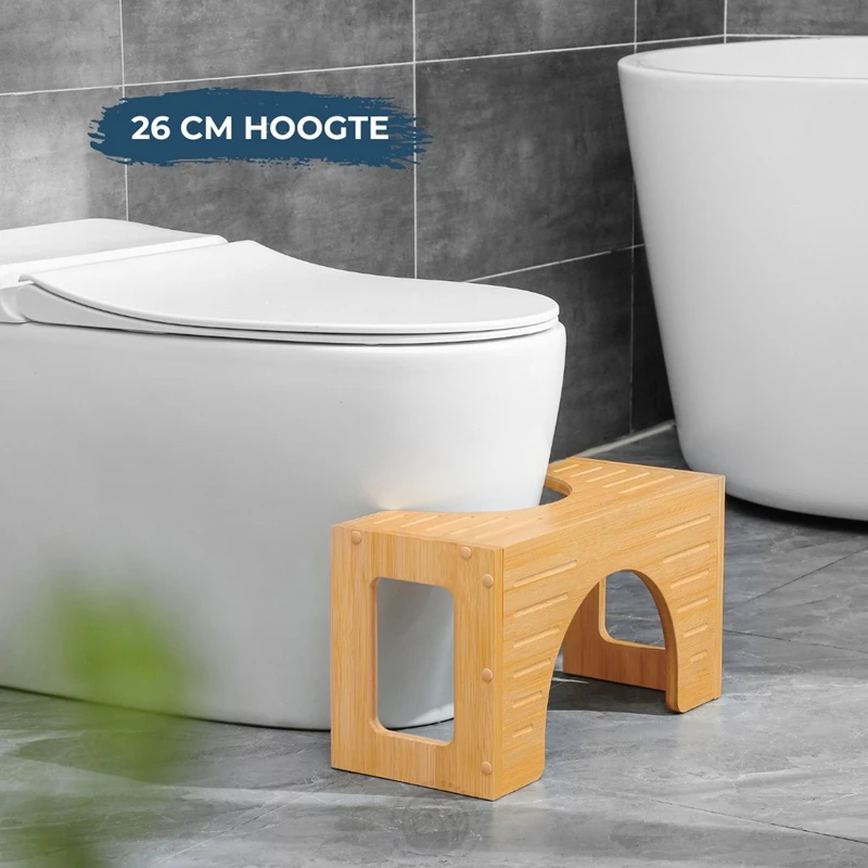 Custom Collapsible Toilet Stool Squatty Potty Bamboo for Bathroom Foldable Poop Stool Non-Slip Toilet Step Stool for Adult