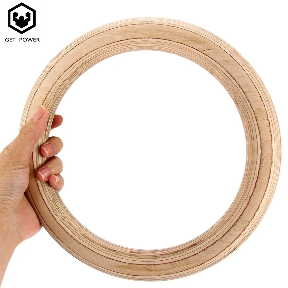Hot sale 28mm/32mm Nylon Strap Cross Fitness Wooden Training Gymnastic Rings