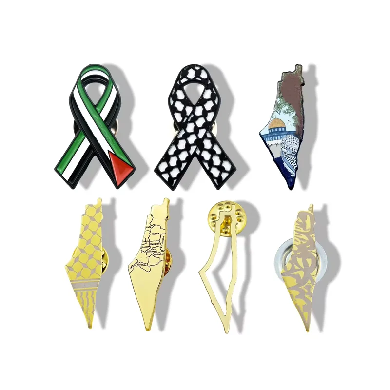 Customized fashion  women Gifts Promotional Brooches Activity Planning Free Palestine Map Fine Jewelry Brooches
