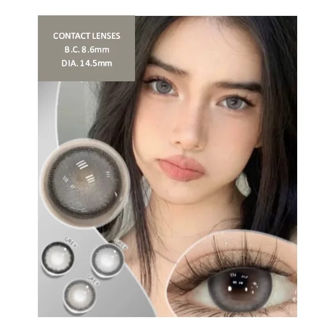 latest private label Eyewear pure soft BC8.6mm natural Fresh Lady blue gray eye contact lenses