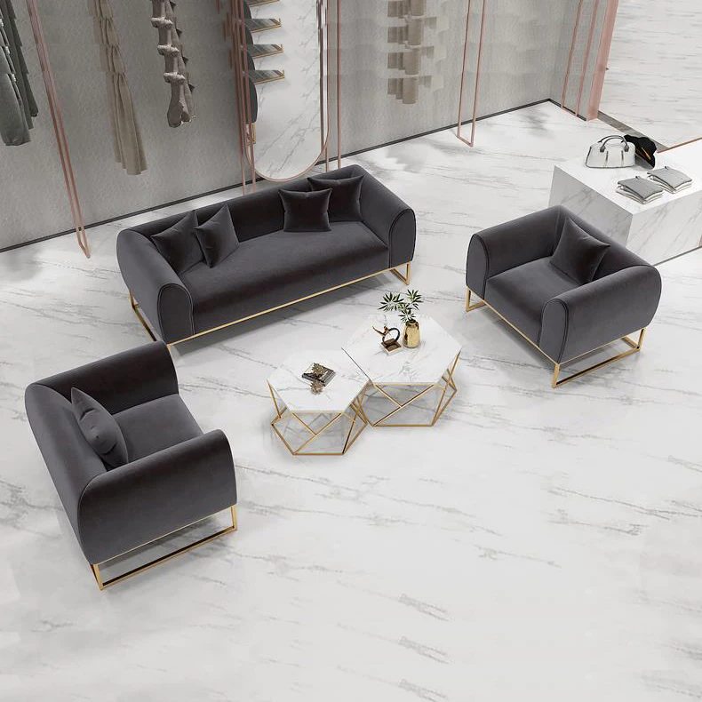 Wholesale Fabric Luxury Modern Simple Living Room Sofa Commercial Soft Sofa Set Furniture Velvet Sectional Sofa Set