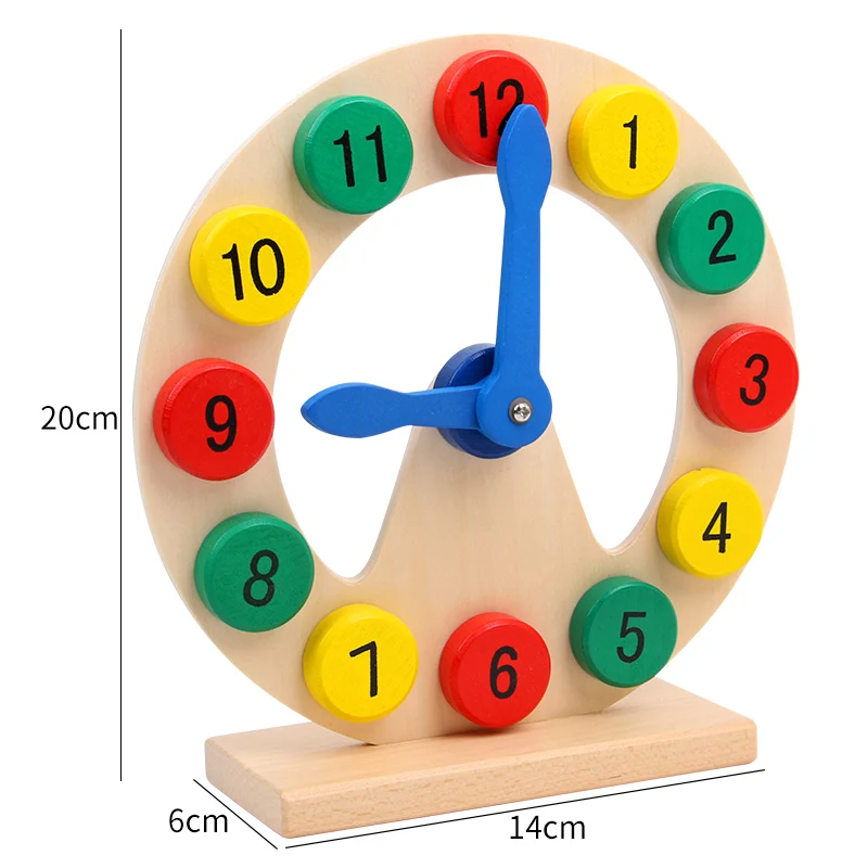 Time Clock Toy for Kids Wooden Time Learning Shape Sorting Color Game Montessori Early Education Math Set Tool Preschool Toddler
