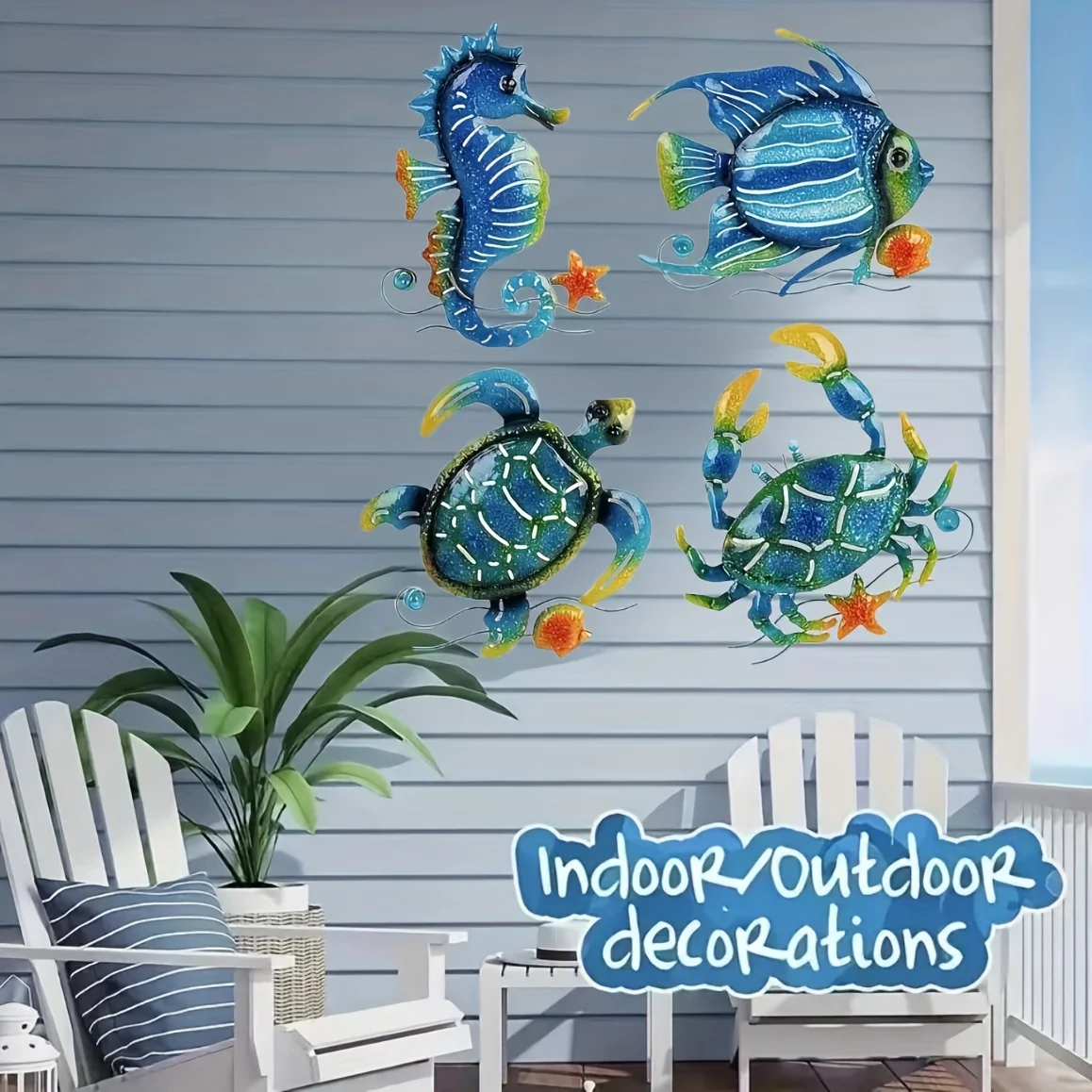 Ocean Sea Wall Art Decorations Metal Fish Crafts Hanging for Bedroom Iron Art Balcony Ornaments