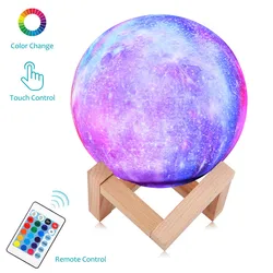 Hot Sale 3D Moon Lamp 16 Colors Moon Light With Remote Control USB Rechargeable LED Night Light Speaker Children Bedside Light