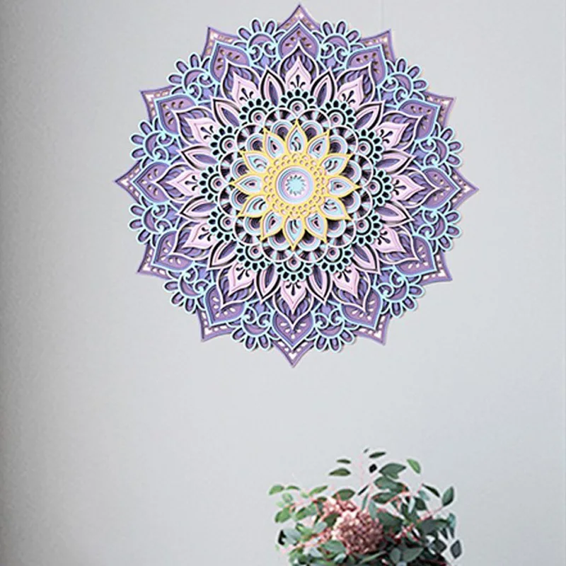 New   Wooden  Mandala living room hanging painting Southeast Asian three-dimensional stacked carving art painting