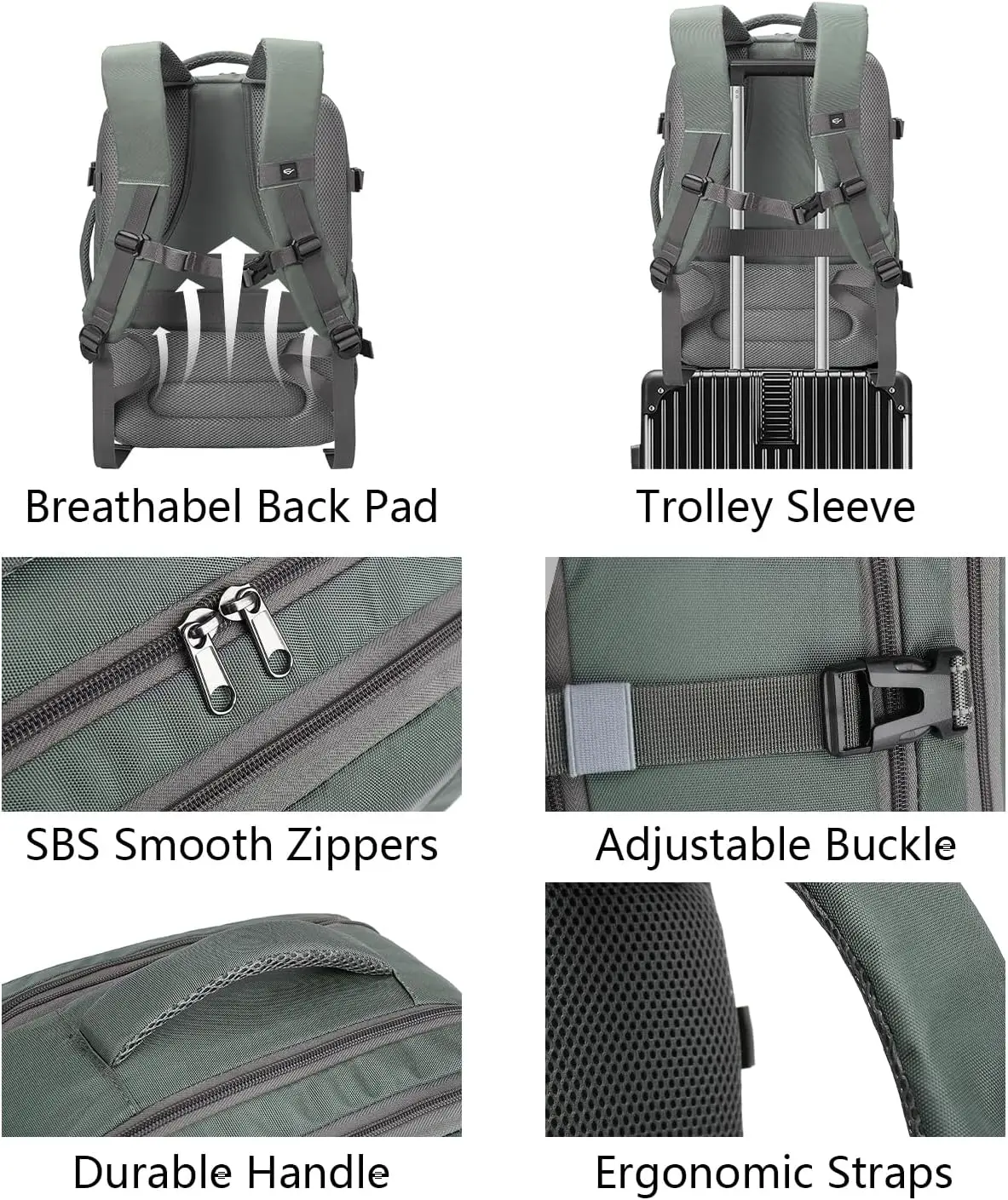 Large Waterproof Convertible Personal Item Flight Approved College Travel Backpack Laptop Carry On Backpack  for Men & Women