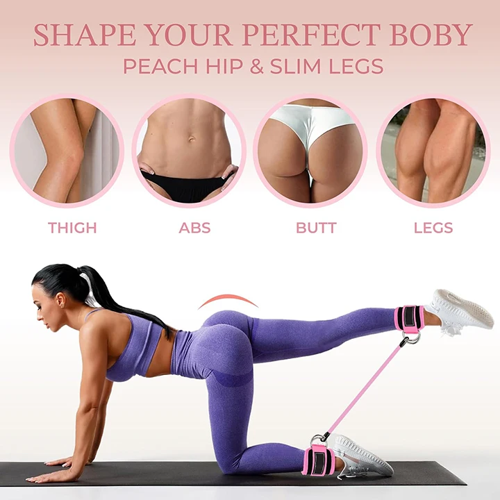 Ankle Resistance Bands with Cuffs Glutes Workout Equipment Legs Resistance Bands with Latex mini bands for Kickbacks