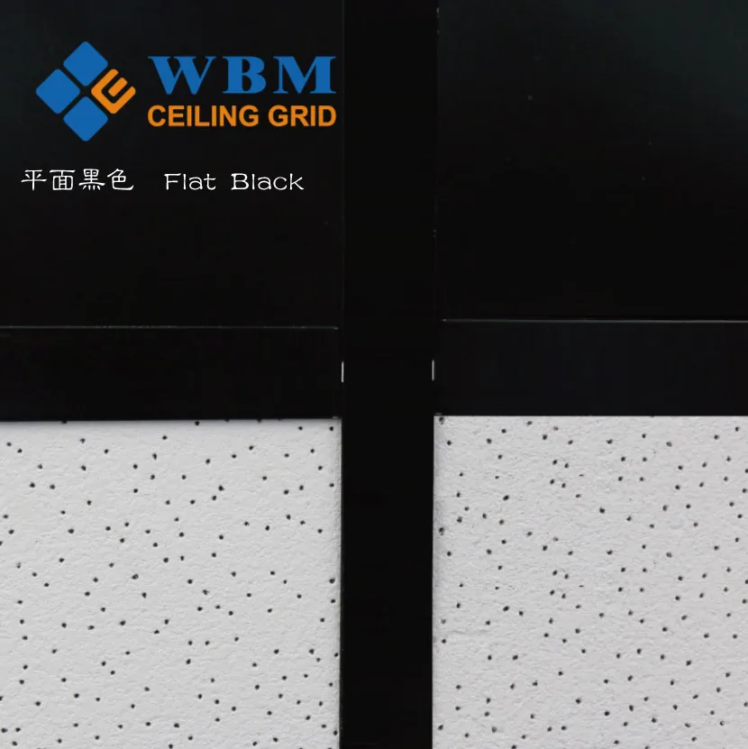 WBM Hot Sale Suspended Ceiling T Grid T-24 Width System/grid ceiling/ceiling grid components Flat Black 32/38