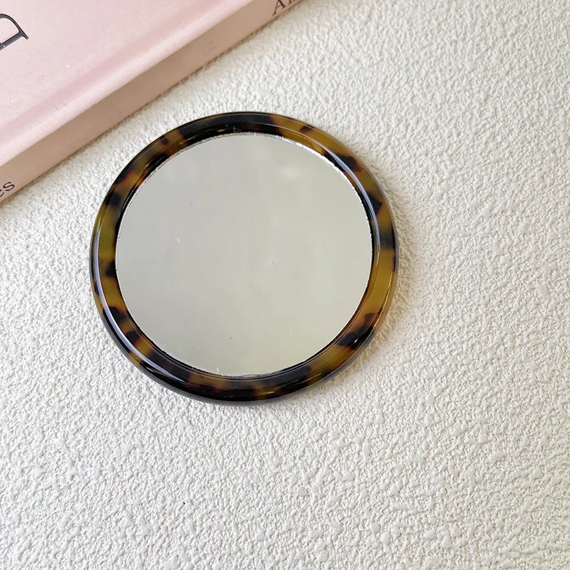 SAIYII Women Gift Acetate Plate Vintage Round Pocket Mirror Travel Daily Makeup Mini Mirror Handheld Portable Mirror for Purse