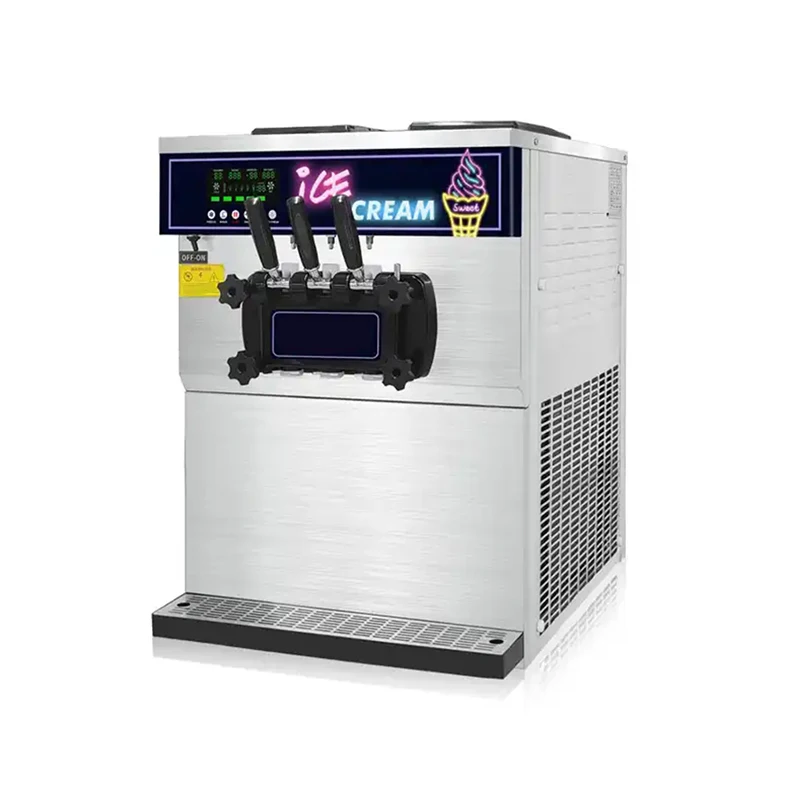 Commercial 3 Flavor Soft Serve Ice Cream Maker -small vertical cone ice cream machine