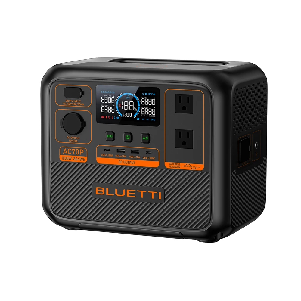 Bluetti AC70P 1000w Outdoor Portable Backup Power Stations For Home Outdoor Bivouac