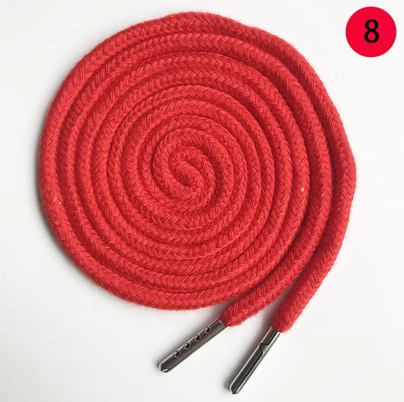 
6mm bright red pure cotton lace with alloy aglet accept customized engraved LOGO on the tip for children pullover 