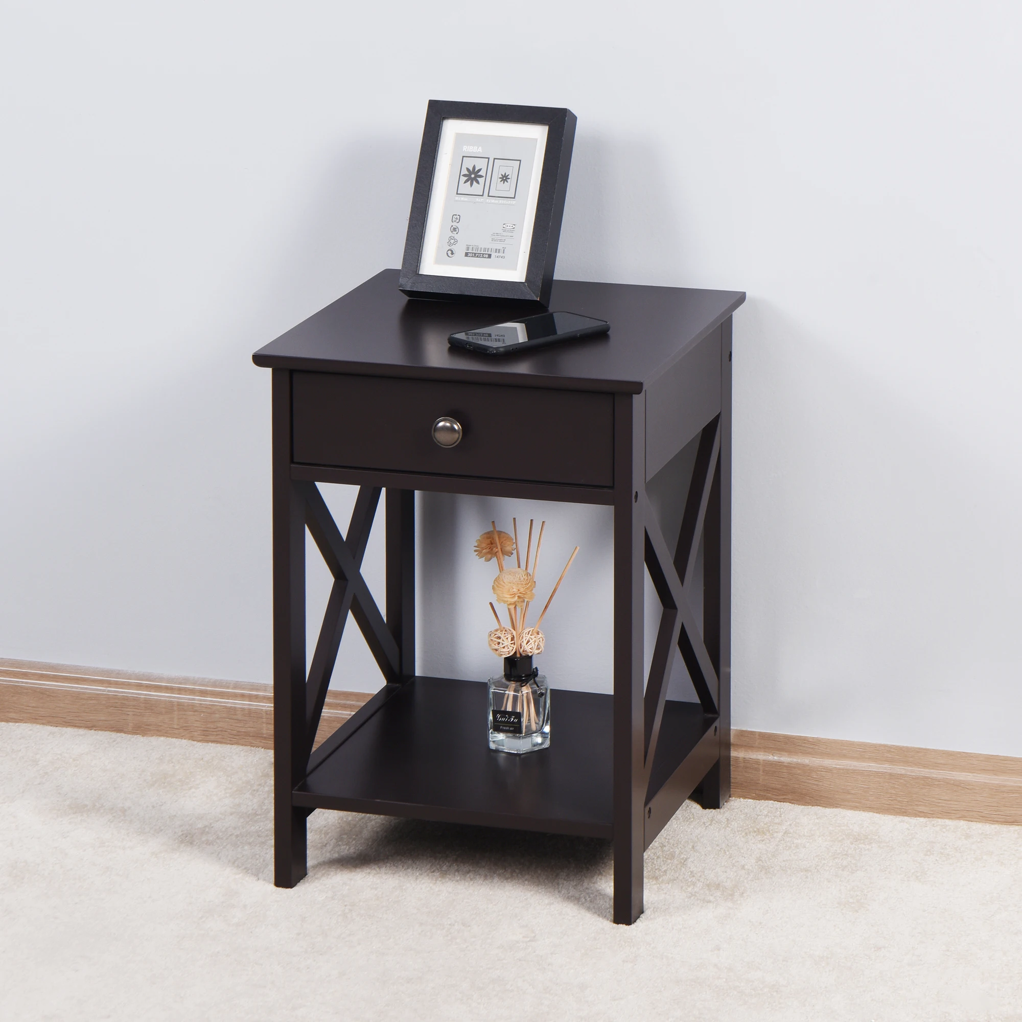 wholesale MDF design modern style corner end coffee table side table with drawer