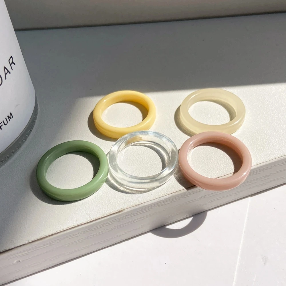 Korean Fashion Women Gifts Transparent Acrylic Ring Girls Design Strawberry Finger Jewelry Ring