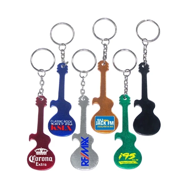 Logo Imprint Guitar Shape Bottle Opener Keychain