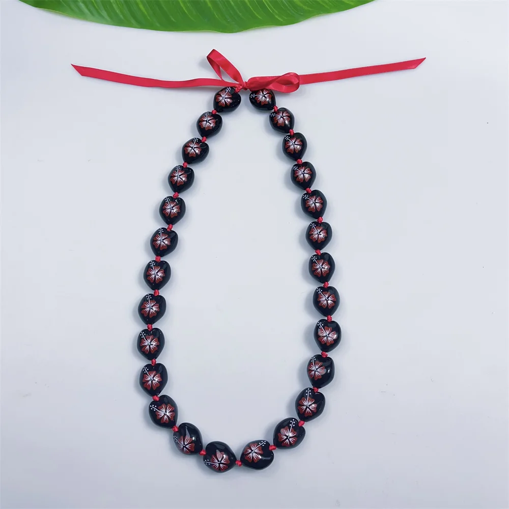 2024 Acrylic Kukui nut school  graduation lei Necklace Graduation Colored Leis Luau Weddings New lei