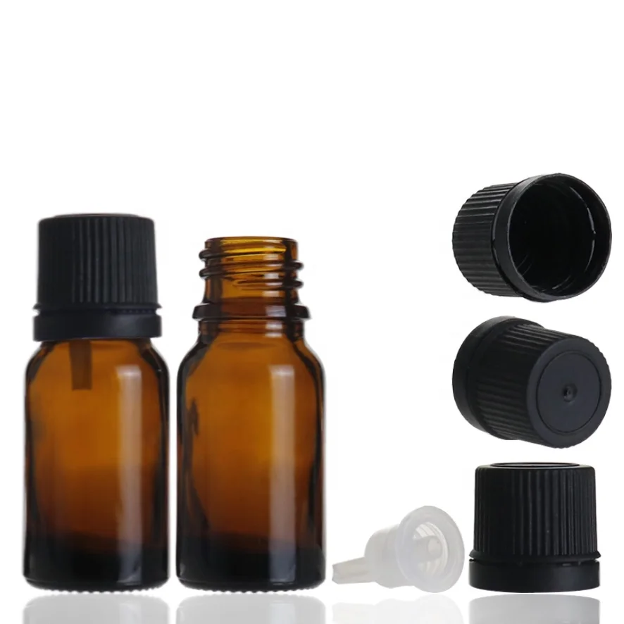 Wholesale amber round perfume essential oil 10ml glass bottle with plastic screw cap